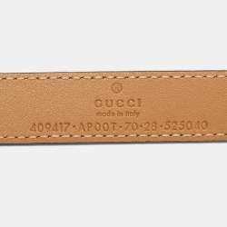 Pre Owned حزام غوتشي إبزيم GG نحيف جلد بيج