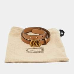 Pre Owned حزام غوتشي إبزيم GG نحيف جلد بيج