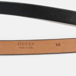 مملوكة مسبقًا حزام غوتشي جلد أسود حلقات هورسبيت بشرابة مقاس 90 سم