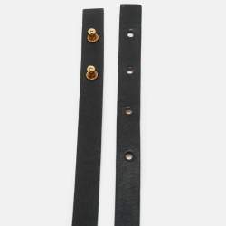 مملوكة مسبقًا حزام غوتشي جلد أسود حلقات هورسبيت بشرابة مقاس 90 سم