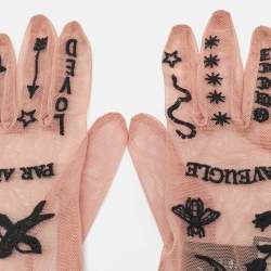 Pre Owned قفازات غوتشي عارية بار أمور تول شفافة مقاس متوسط - ميديم