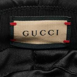 Pre Owned Gucci Black Feather Trim Satin Pillbox Hat S