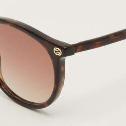 Pre Owned نظارة شمسية غوتشي GG00270 جريدينت بني تورتويز دائرية