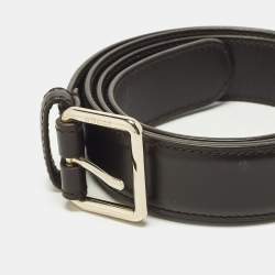 مملوكة مسبقًا Gucci 95CM Buckle Belt Brown Leather