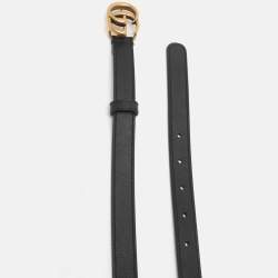 Pre Owned Gucci Black Leather GG Marmont Belt 70CM