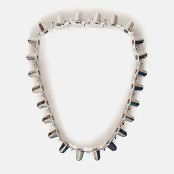 Pre Owned Gucci Silver Tone Spike Choker Necklace