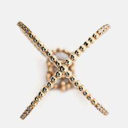 مملوكة مسبقًا Gucci 18K Yellow Gold Diamond Set GG Running X Ring