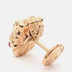 مملوكة مسبقًا أقراط رأس الأسد من غوتشي ذهب أصفر عيار 18/أوبال ناري/ماسة