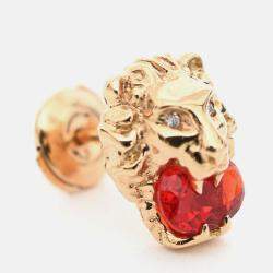 مملوكة مسبقًا أقراط رأس الأسد من غوتشي ذهب أصفر عيار 18/أوبال ناري/ماسة