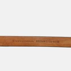 Pre Owned حزام قوتشي إبزيم سليم هورسبيت جلد بني 95 سم