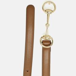 Pre Owned حزام قوتشي إبزيم سليم هورسبيت جلد بني 95 سم