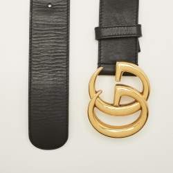 مملوكة مسبقًا Gucci GG Marmont 75 CM Buckle Belt Black Leather