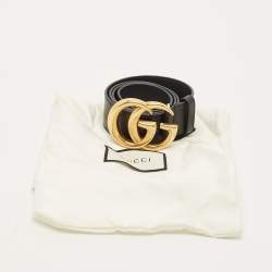 مملوكة مسبقًا Gucci GG Marmont 75 CM Buckle Belt Black Leather