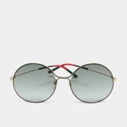 مملوكة مسبقًا Gucci Black/Gold Tone GG0395S Round Sunglasses