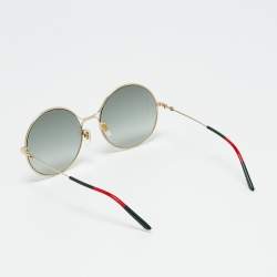 مملوكة مسبقًا Gucci Black/Gold Tone GG0395S Round Sunglasses