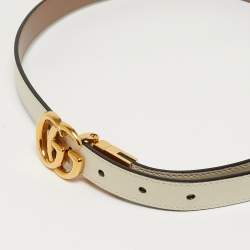 مملوكة مسبقًا Gucci GG Marmont 70 CM Reversible Slim Buckle Belt Cream/Dusty Pink Leather 