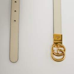 مملوكة مسبقًا Gucci GG Marmont 70 CM Reversible Slim Buckle Belt Cream/Dusty Pink Leather 