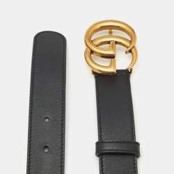 مملوكة مسبقًا Gucci GG Marmont 95CM Buckle Belt Black Leather