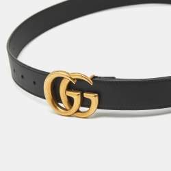 مملوكة مسبقًا Gucci GG Marmont 95CM Buckle Belt Black Leather