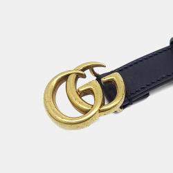 مملوكة مسبقًا حزام غوتشي مارمونت جلد أسود