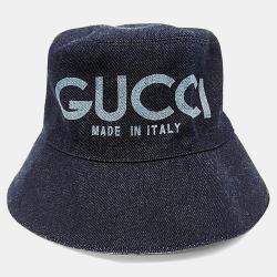 Pre Owned Gucci Blue Denim Bucket Hat