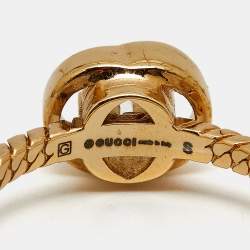 Pre Owned مجموعة خواتم غووتشي ثلاثية زهرة راتينج بلورات لون ذهبي