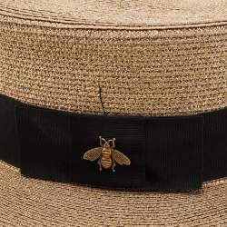 Pre Owned Gucci Gold Lamé Papier Boater Hat S
