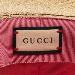 Pre Owned Gucci Gold Lamé Papier Boater Hat S