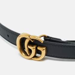 Pre Owned حزام غوتشي جلد أبيض مائل للبيج GG مارمونت نحيف 75 سم