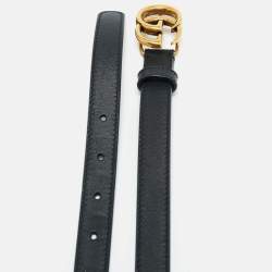 Pre Owned حزام غوتشي جلد أبيض مائل للبيج GG مارمونت نحيف 75 سم