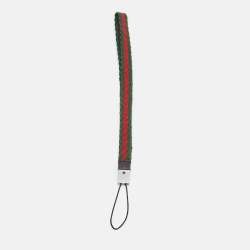 Pre Owned Gucci Phone Strap Green/Red Web Canvas