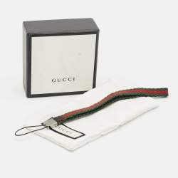Pre Owned Gucci Phone Strap Green/Red Web Canvas