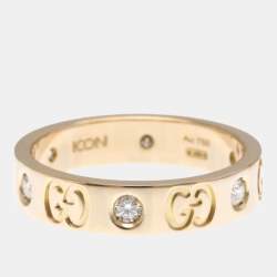 Pre Owned Gucci Icon Diamond 18K Pink Gold Fashion Band Ring
