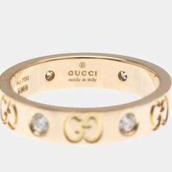 مملوكة مسبقًا Gucci Icon Diamond 18K Pink Gold Fashion Band Ring