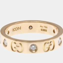 مملوكة مسبقًا Gucci Icon Diamond 18K Pink Gold Fashion Band Ring