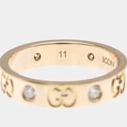 مملوكة مسبقًا Gucci Icon Diamond 18K Pink Gold Fashion Band Ring