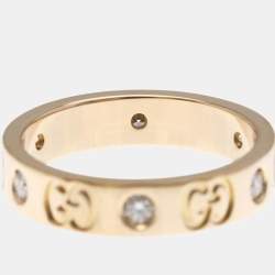 مملوكة مسبقًا Gucci Icon Diamond 18K Pink Gold Fashion Band Ring
