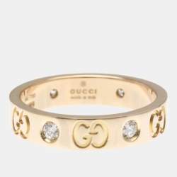 مملوكة مسبقًا Gucci Icon Diamond 18K Pink Gold Fashion Band Ring