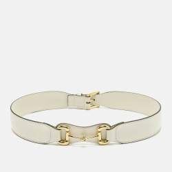 مملوكة مسبقًا Gucci Horsebit 80 CM Waist Belt Off White Leather