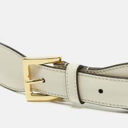 مملوكة مسبقًا Gucci Horsebit 80 CM Waist Belt Off White Leather