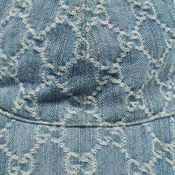 مملوكة مسبقًا قبعة بيسبول غوتشي زرقاء دينيم جي جي بحواف جلدية مقاس صغير جداً