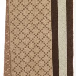 مملوكة مسبقًا Gucci Brown Wool Fringed Scarf 
