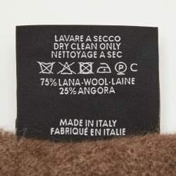 مملوكة مسبقًا Gucci Brown Wool Fringed Scarf 