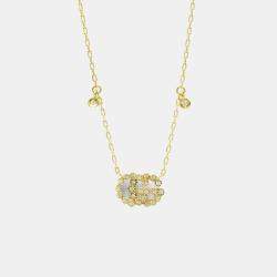 Pre Owned Gucci GG Diamond Necklace Yellow Gold 18K Diamond Pendant Necklace Gold