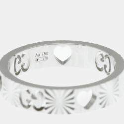 Pre Owned Gucci Icon Heart Ring White Gold 18K Fashion No Stone Band Ring Silver US 6