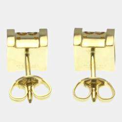 Pre Owned Gucci Icon Toile Earrings No Stone Yellow Gold 18K Stud Earrings Gold