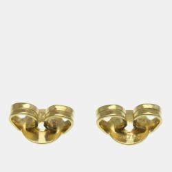 Pre Owned Gucci Icon Toile Earrings No Stone Yellow Gold 18K Stud Earrings Gold