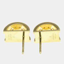 Pre Owned Gucci Icon Toile Earrings No Stone Yellow Gold 18K Stud Earrings Gold