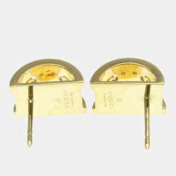 Pre Owned Gucci Icon Toile Earrings No Stone Yellow Gold 18K Stud Earrings Gold