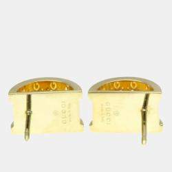 Pre Owned Gucci Icon Toile Earrings No Stone Yellow Gold 18K Stud Earrings Gold